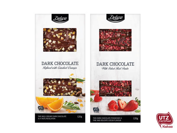 Mörk choklad med frukt/bär