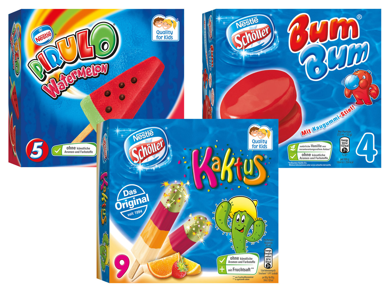 NESTLÉ SCHÖLLER Kaktus 9er, Bum Bum 4er oder Pirulo Watermelon 5er