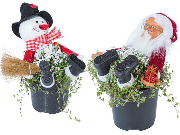 Bubikopf mit Weihnachts- oder Schneemann Dekostecker
