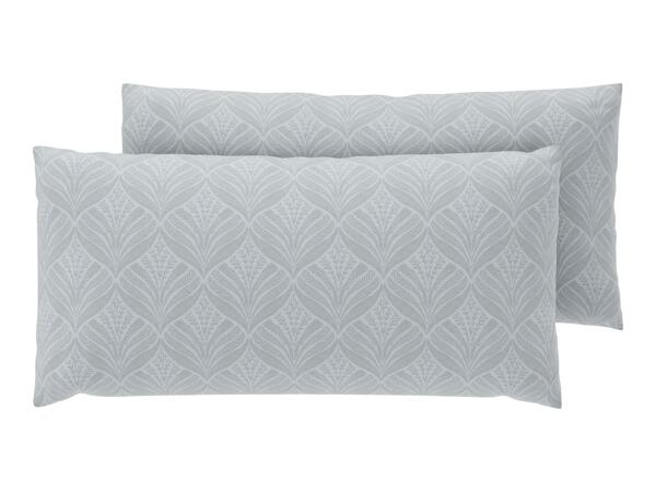 Grey Renforcé Pillowcases With Leaf Pattern - 2 Pack