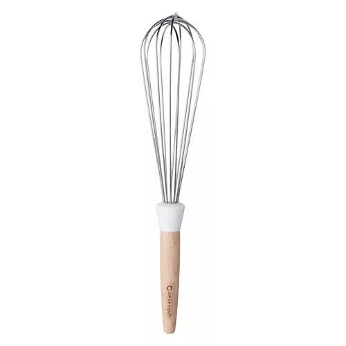 Beechwood & Silicone Whisk, White