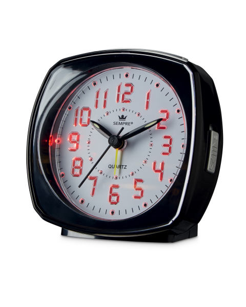 Black Alarm Clock with Red LED