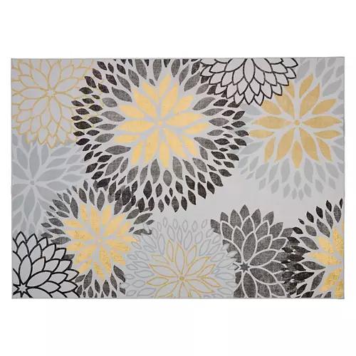 5' x 7' Washable Area Rug - Gray Modern Floral