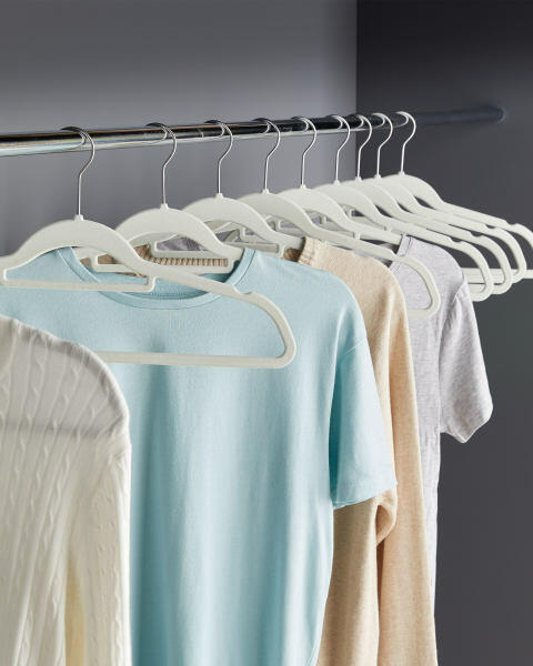 Cool Grey Flocked Coat Hangers
