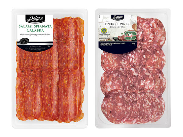 DELUXE Fenchelsalami Finocchiona I.G.P. oder Salami Spianata Calabra