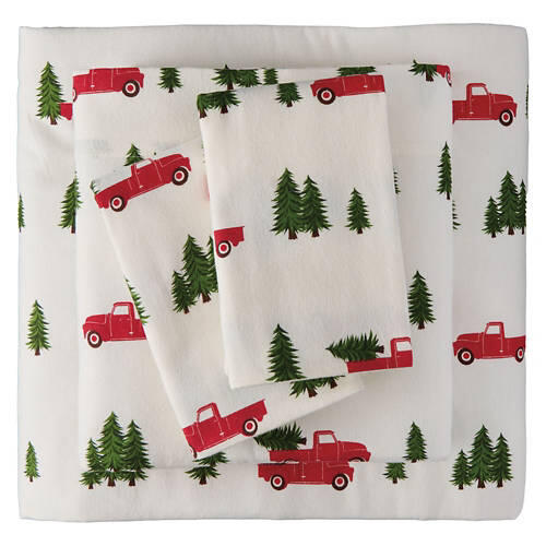 King Size Flannel Sheet Set - Trucks