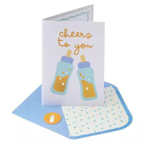 5" x 7" Greeting Card - Bottle Cheers