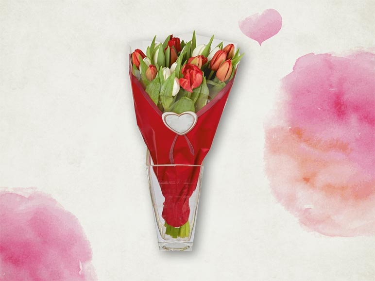 Bouquet de tulipes dans un sachet de la Saint-Valentin (dès le 12.2)