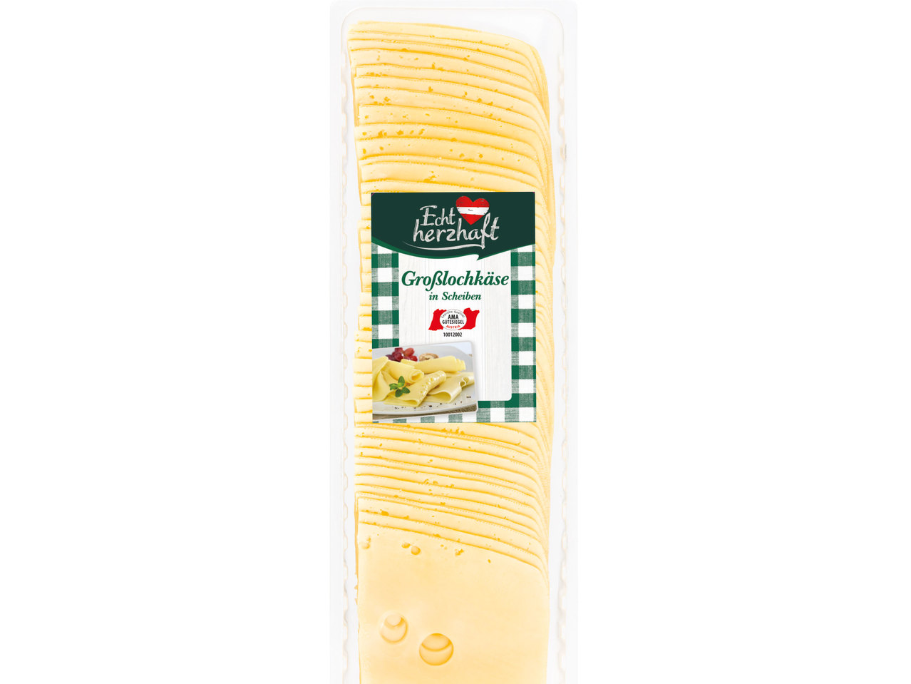 ECHT HERZHAFT Großlochkäse in Scheiben