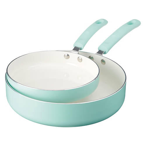 8/10" Ceramic Nonstick Fry Pan Set, Aqua