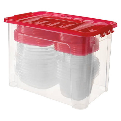 50 Piece Food Storage Containers - Red Lid