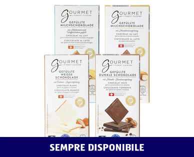 GOURMET
CIOCCOLATO SVIZZERO RIPIENO FAIRTRADE MAX HAVELAAR