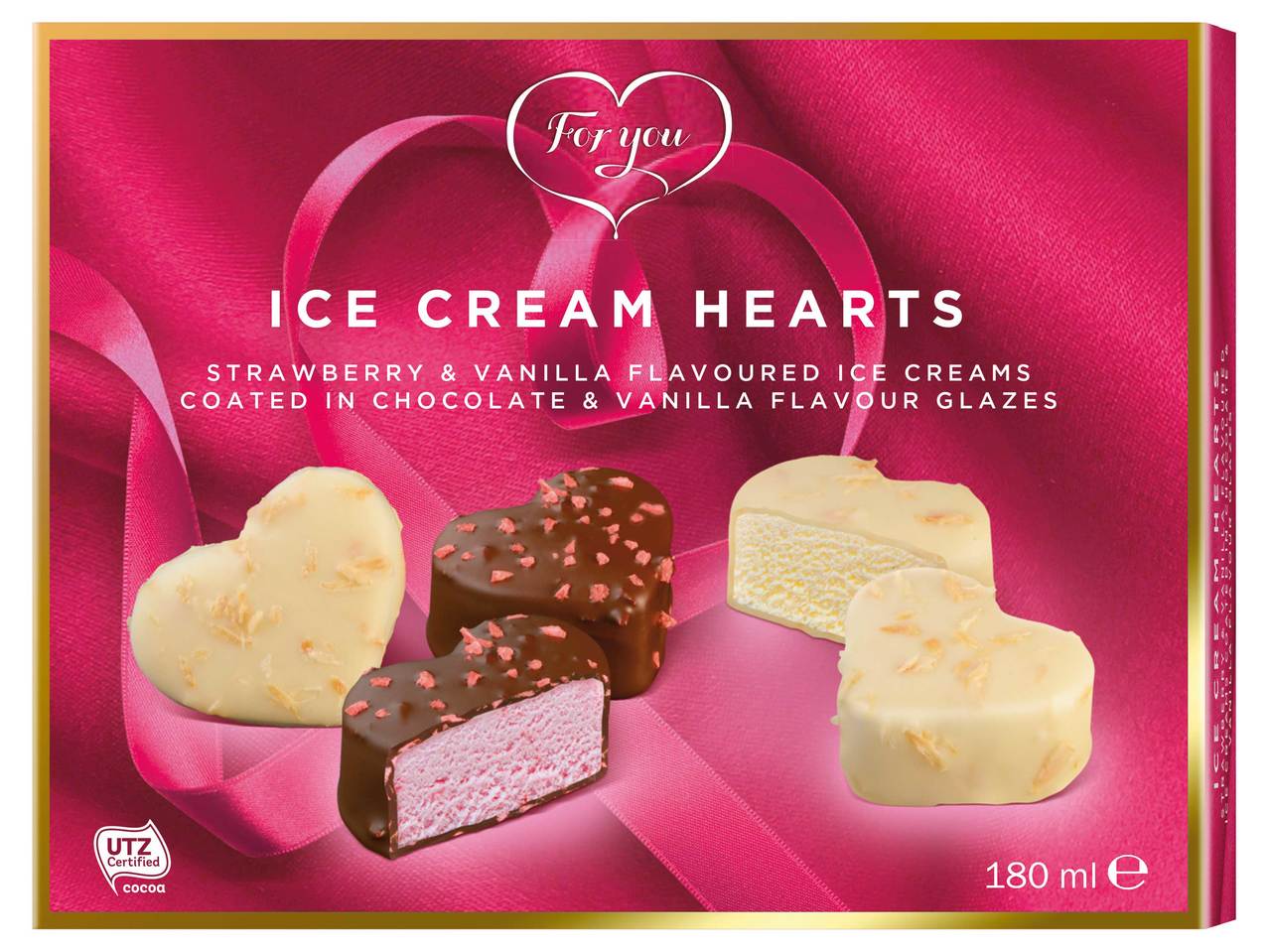 Pralines glacées en forme de coeur