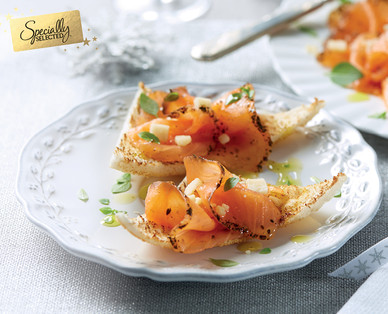 Specially Selected Scottish Dry Cured Pesto Salmon with Parmigiano Reggiano Cheese and Olive Oil Vinaigrette