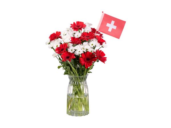 Bouquet di germini e santini con bandiera svizzera