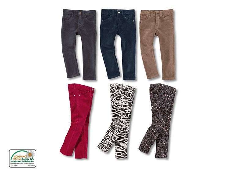 Pantalon en velours côtelé Velours fin et doux Ceinture élastique réglable avec bouton Tailles: 86–