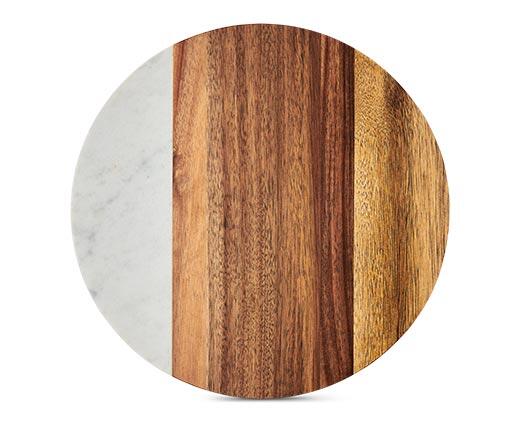 Crofton 
 Acacia Wood and Marble Lazy Susan