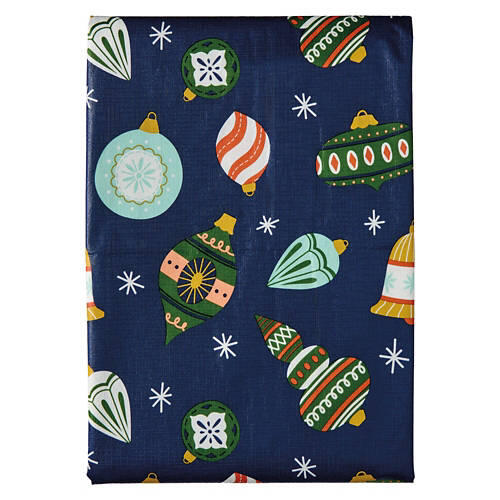60" x 84" Holiday Vinyl Tablecloth - Ornaments