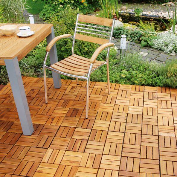 Dalles de terrasse en bois, 10 pcs