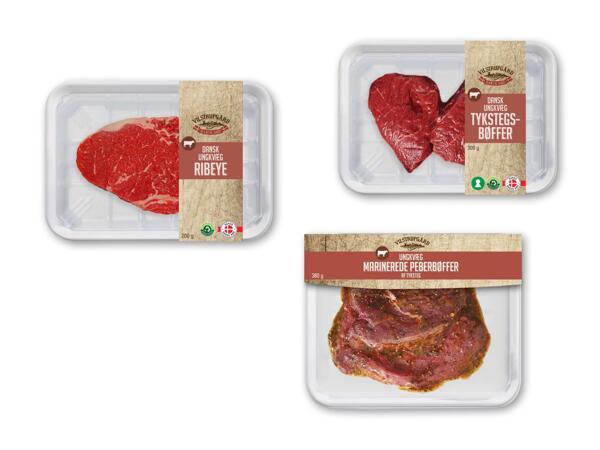 Ribeye steak, peber- eller tykstegsbøffer
