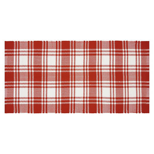 27" x 56" Handwoven Layering Rug - Buffalo Check Orange