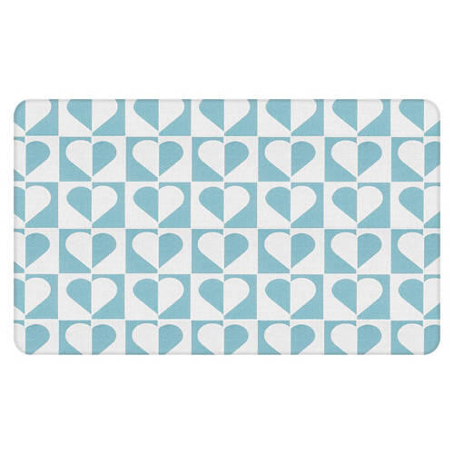 18" x 30" Valentine's Day Comfort Mat - Blue Hearts Checkered