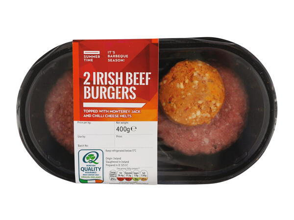 2 Burgers Topped with Cheese