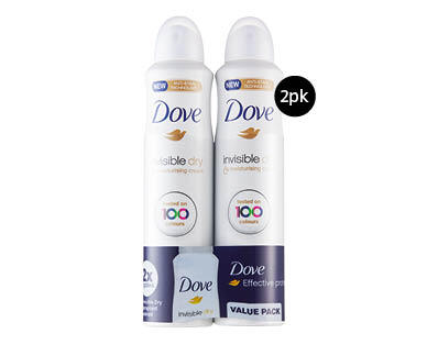 Dove Antiperspirant Aerosol Deodorant 2 x 127g or 2 x 150g