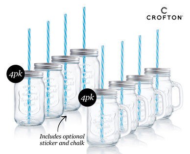 MASON JAR WITH STRAW 4PK