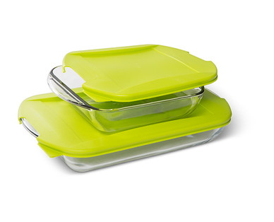 Crofton 4-Piece Glass Bakeware With Green Lids
