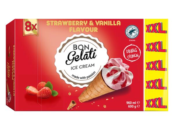 XXL Ice Cream Cones Strawberry & Vanilla