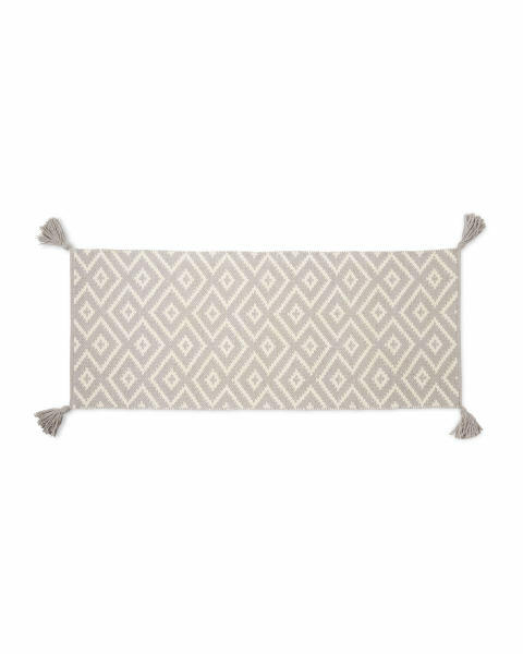 Grey Wool Rich Runner With Tassels