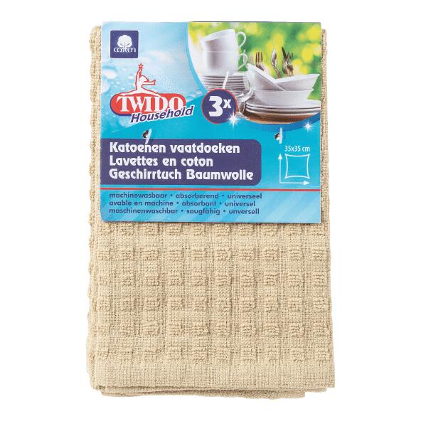 TWIDO HOUSEHOLD(R) 				Lavettes en coton, 3 pcs
