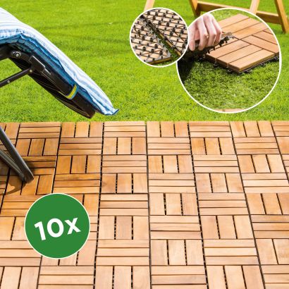 Dalles en bois, 10 pcs