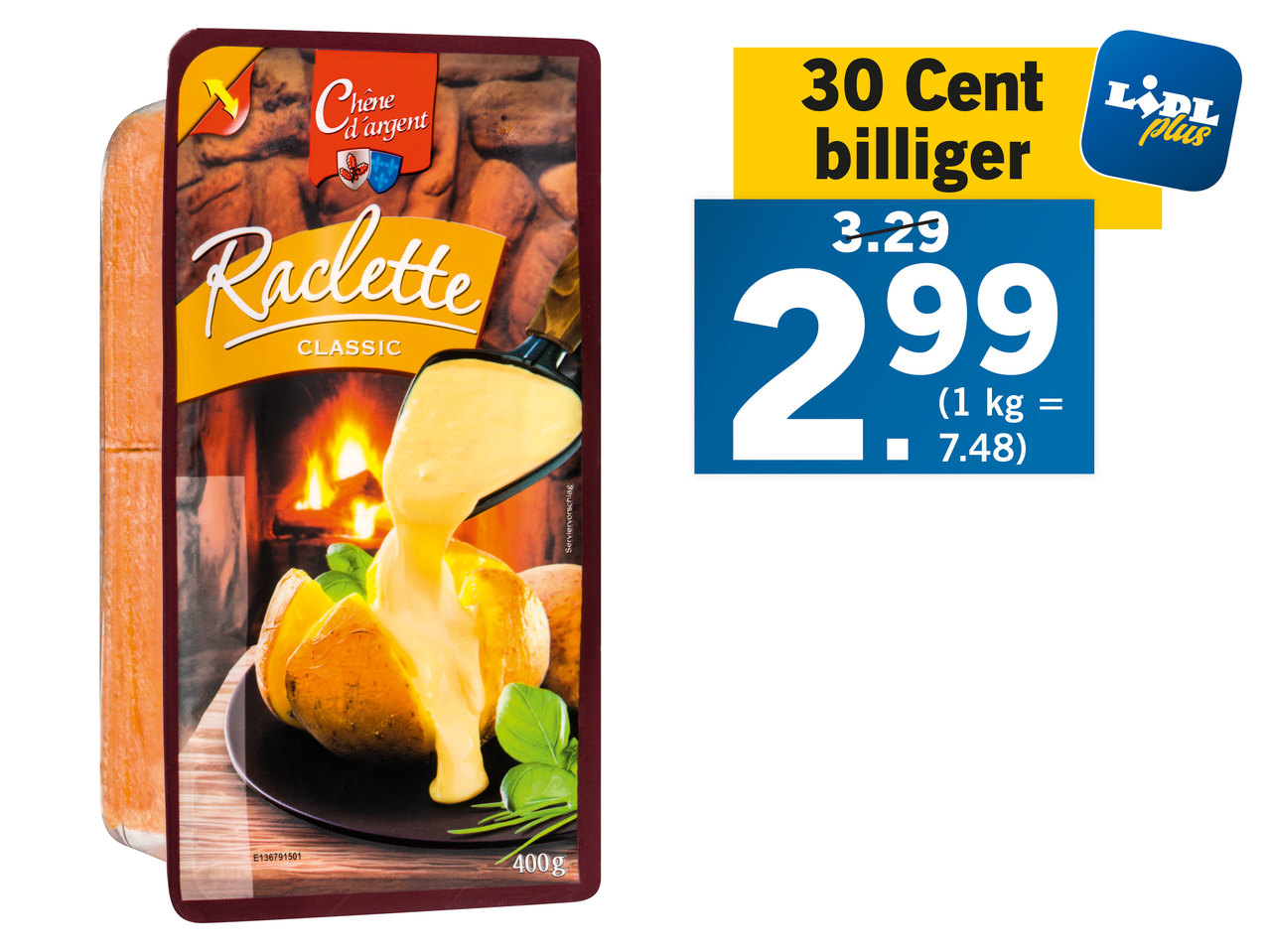 CHENE 'ARGENT Raclette-Käse in Scheiben natur