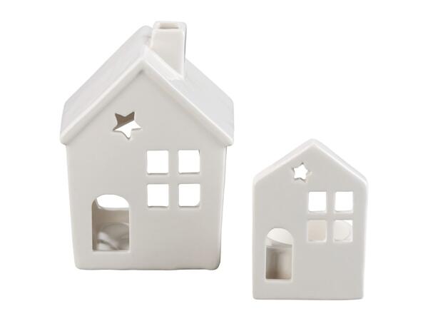 Porcelain Tealight Holder Set or Decorative Christmas Trees, 2 pieces