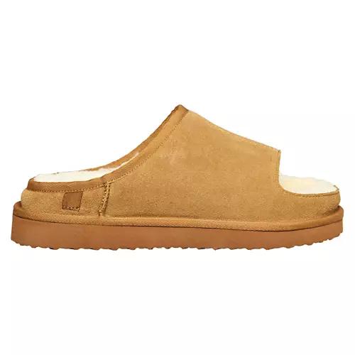 Ladies Genuine Suede Slides - Brown, 8