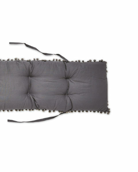 Charcoal Pom Pom Bench Seat Pad