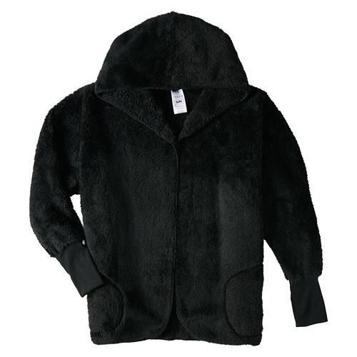 Ladies Sherpa Hoodie Jacket - Black, L/XL