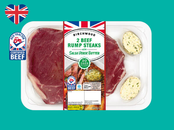 Birchwood 2 British Beef 30-Day Matured Rump Steaks with Salsa Verde Butter