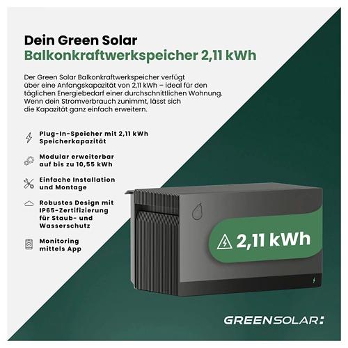 GREEN SOLAR Balkonkraftwerkspeicher 2,11 kWh