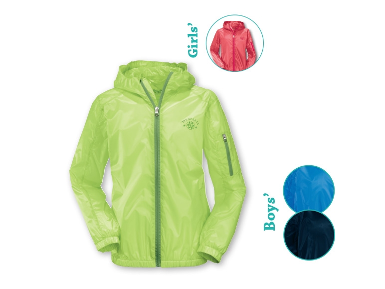 Crivit Girls' or Boys' Lightweight Rain Jacket