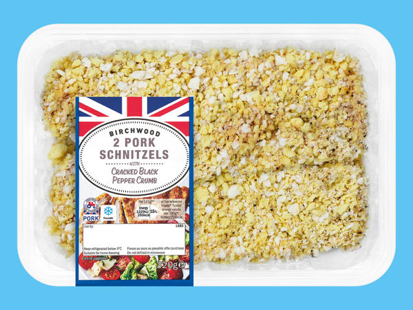 Birchwood 2 British Pork Schnitzels with Cracked Black Pepper Crumb