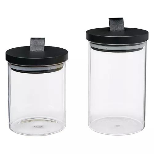 2 Piece Clear Canister Set - Metal Lid