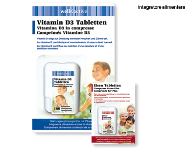 Pastiglie di vitamina D3 e di ferro WELL & ACTIVE