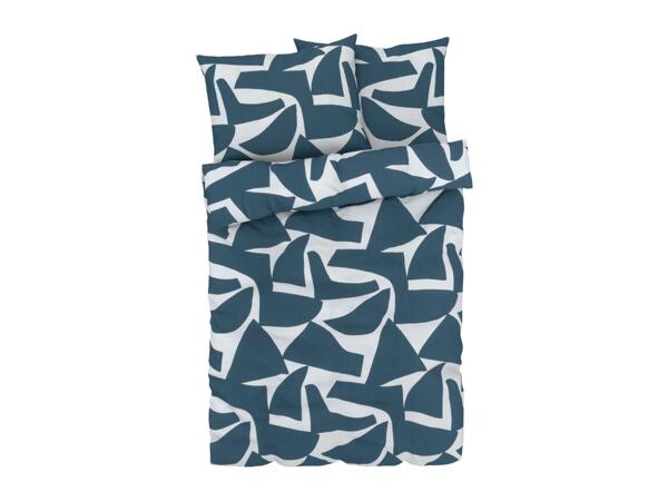 Livarno Home Microfibre Sateen Bedlinen - Double - Blue/White