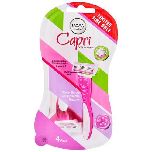 Capri Women's 3 Blade Disposable Razor 4 Pack