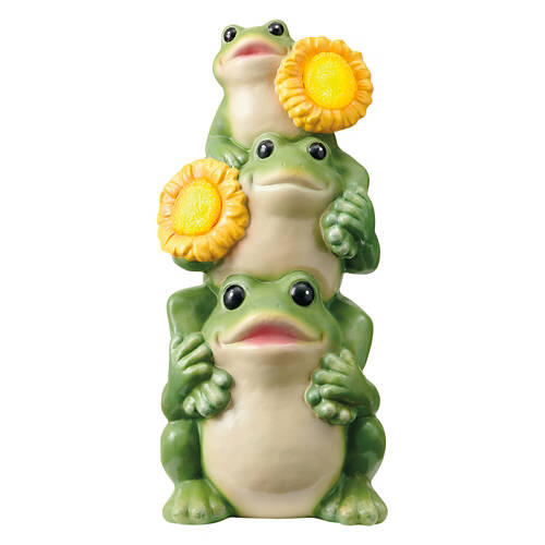 Solar Garden Figurine - Sunflower Frogs