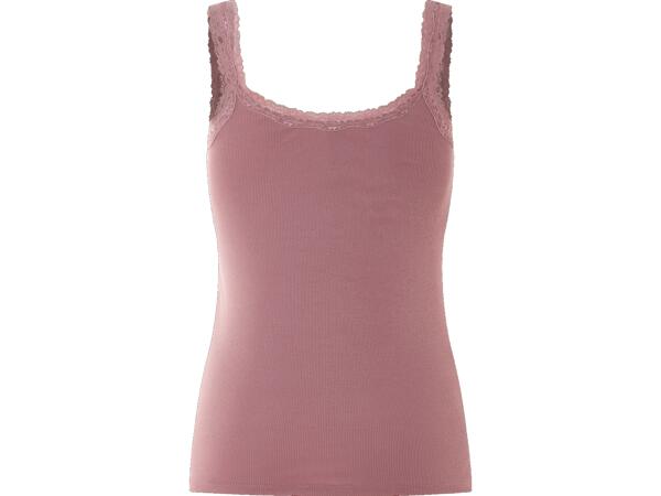 Ladies' ribbed vest tops with lace, 3 pieces