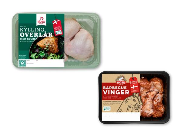 Kyllingeoverlår eller -vinger med barbecue
